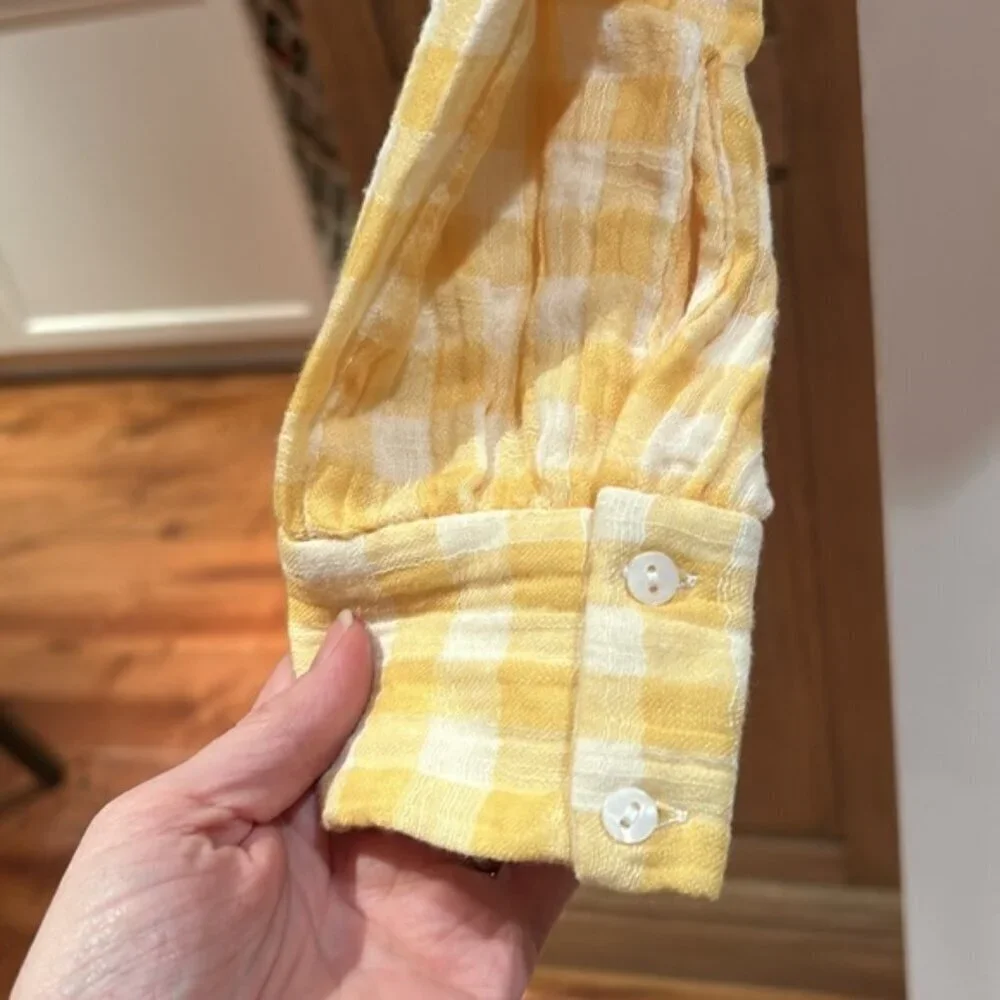 NWT ZARA yellow gingham one shoulder xs crop top picnic plaid